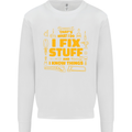 I Fix Stuff Funny Carpenter DIY Tradesman Kids Sweatshirt Jumper White