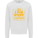 I Fix Stuff Funny Carpenter DIY Tradesman Kids Sweatshirt Jumper White