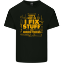 I Fix Stuff Funny Carpenter DIY Tradesman Kids T-Shirt Childrens Black