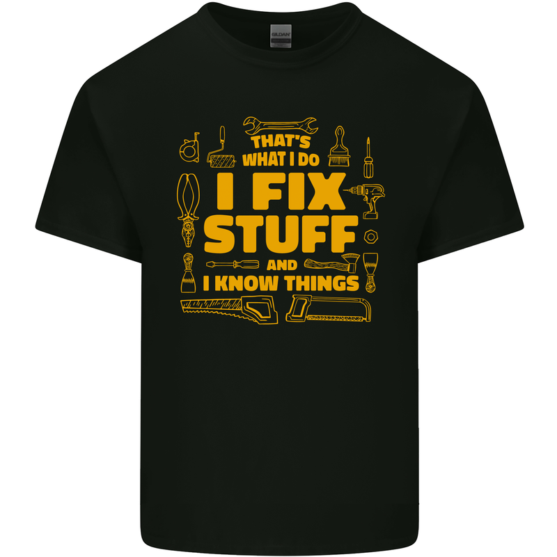 I Fix Stuff Funny Carpenter DIY Tradesman Kids T-Shirt Childrens Black