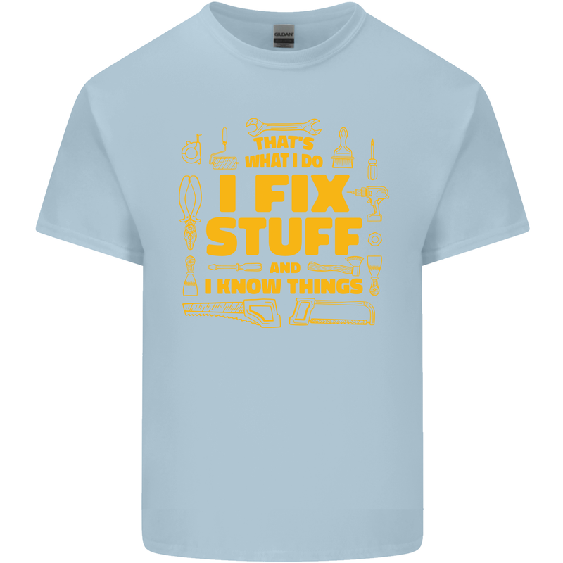 I Fix Stuff Funny Carpenter DIY Tradesman Kids T-Shirt Childrens Light Blue