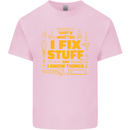 I Fix Stuff Funny Carpenter DIY Tradesman Kids T-Shirt Childrens Light Pink