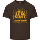 I Fix Stuff Funny Carpenter DIY Tradesman Mens Cotton T-Shirt Tee Top Dark Chocolate