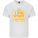I Fix Stuff Funny Carpenter DIY Tradesman Mens Cotton T-Shirt Tee Top White