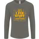 I Fix Stuff Funny Carpenter DIY Tradesman Mens Long Sleeve T-Shirt Charcoal