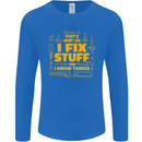 I Fix Stuff Funny Carpenter DIY Tradesman Mens Long Sleeve T-Shirt Royal Blue