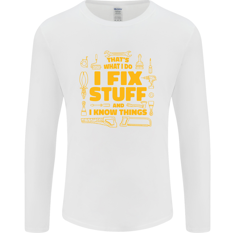 I Fix Stuff Funny Carpenter DIY Tradesman Mens Long Sleeve T-Shirt White