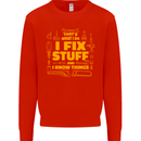 I Fix Stuff Funny Carpenter DIY Tradesman Mens Sweatshirt Jumper Bright Red