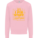 I Fix Stuff Funny Carpenter DIY Tradesman Mens Sweatshirt Jumper Light Pink