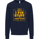 I Fix Stuff Funny Carpenter DIY Tradesman Mens Sweatshirt Jumper Navy Blue