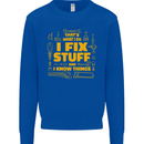 I Fix Stuff Funny Carpenter DIY Tradesman Mens Sweatshirt Jumper Royal Blue