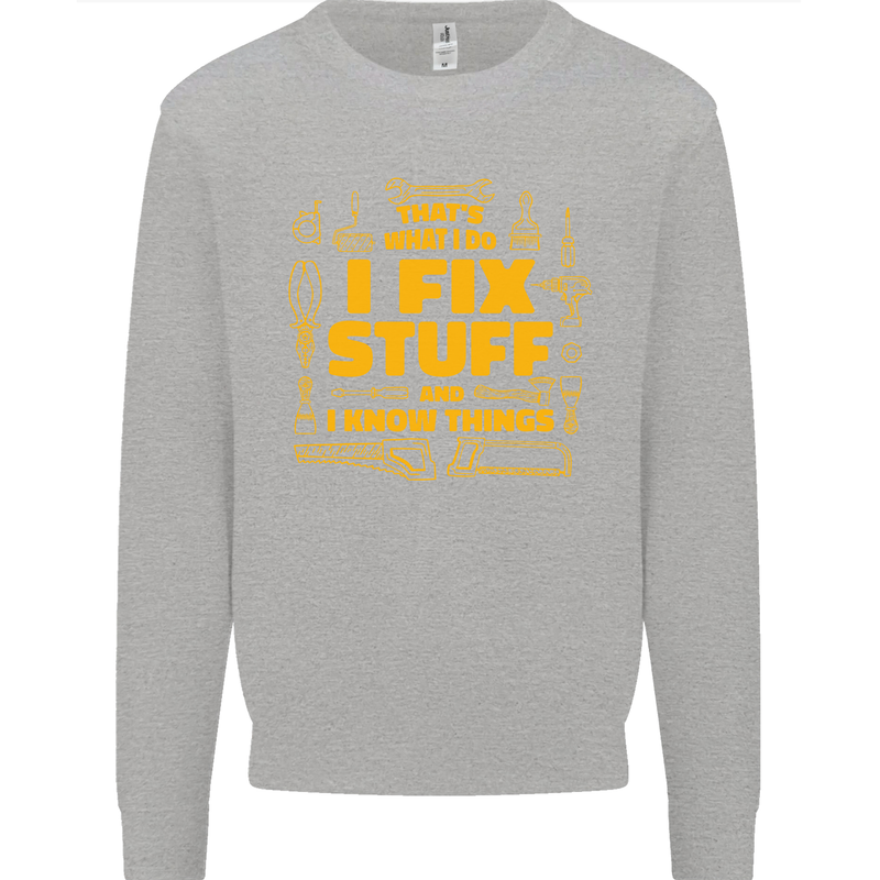I Fix Stuff Funny Carpenter DIY Tradesman Mens Sweatshirt Jumper Sports Grey