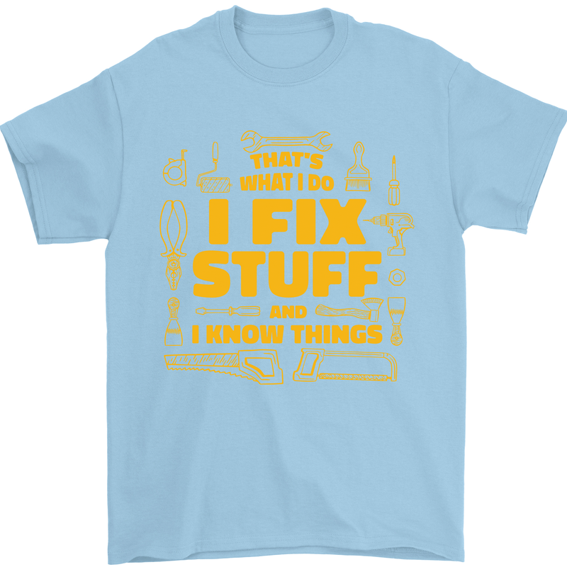 I Fix Stuff Funny Carpenter DIY Tradesman Mens T-Shirt 100% Cotton Light Blue