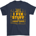 I Fix Stuff Funny Carpenter DIY Tradesman Mens T-Shirt 100% Cotton Navy Blue