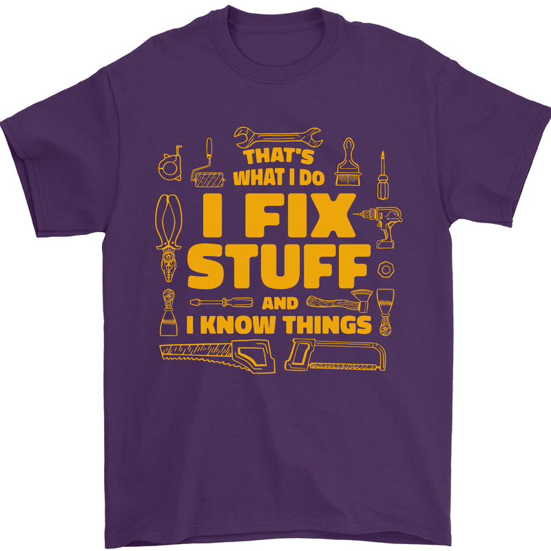 I Fix Stuff Funny Carpenter DIY Tradesman Mens T-Shirt 100% Cotton Purple