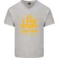 I Fix Stuff Funny Carpenter DIY Tradesman Mens V-Neck Cotton T-Shirt Sports Grey