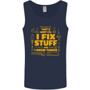 I Fix Stuff Funny Carpenter DIY Tradesman Mens Vest Tank Top Navy Blue