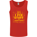 I Fix Stuff Funny Carpenter DIY Tradesman Mens Vest Tank Top Red