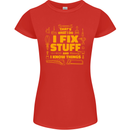 I Fix Stuff Funny Carpenter DIY Tradesman Womens Petite Cut T-Shirt Red