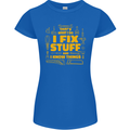 I Fix Stuff Funny Carpenter DIY Tradesman Womens Petite Cut T-Shirt Royal Blue