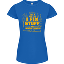 I Fix Stuff Funny Carpenter DIY Tradesman Womens Petite Cut T-Shirt Royal Blue