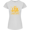 I Fix Stuff Funny Carpenter DIY Tradesman Womens Petite Cut T-Shirt White