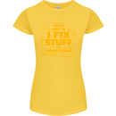I Fix Stuff Funny Carpenter DIY Tradesman Womens Petite Cut T-Shirt Yellow