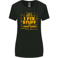 I Fix Stuff Funny Carpenter DIY Tradesman Womens Wider Cut T-Shirt Black