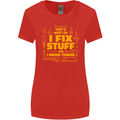 I Fix Stuff Funny Carpenter DIY Tradesman Womens Wider Cut T-Shirt Red