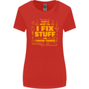 I Fix Stuff Funny Carpenter DIY Tradesman Womens Wider Cut T-Shirt Red