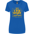 I Fix Stuff Funny Carpenter DIY Tradesman Womens Wider Cut T-Shirt Royal Blue