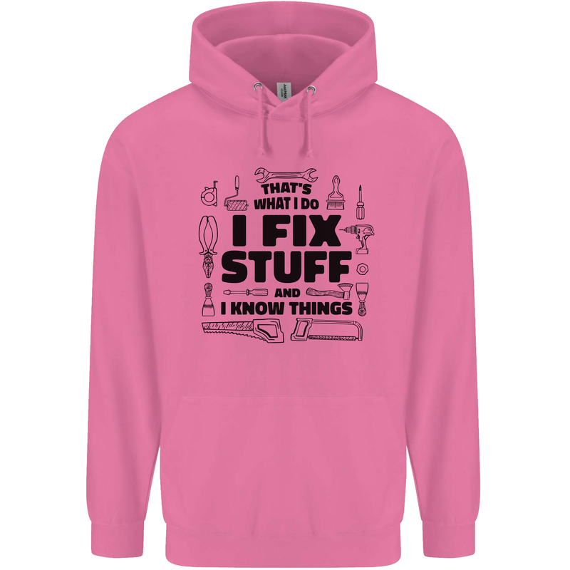 I Fix Stuff Funny Handyman Tradesman DIY Childrens Kids Hoodie Azalea