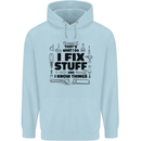 I Fix Stuff Funny Handyman Tradesman DIY Childrens Kids Hoodie Light Blue