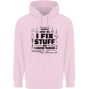 I Fix Stuff Funny Handyman Tradesman DIY Childrens Kids Hoodie Light Pink