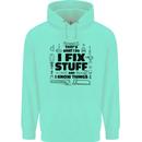I Fix Stuff Funny Handyman Tradesman DIY Childrens Kids Hoodie Peppermint
