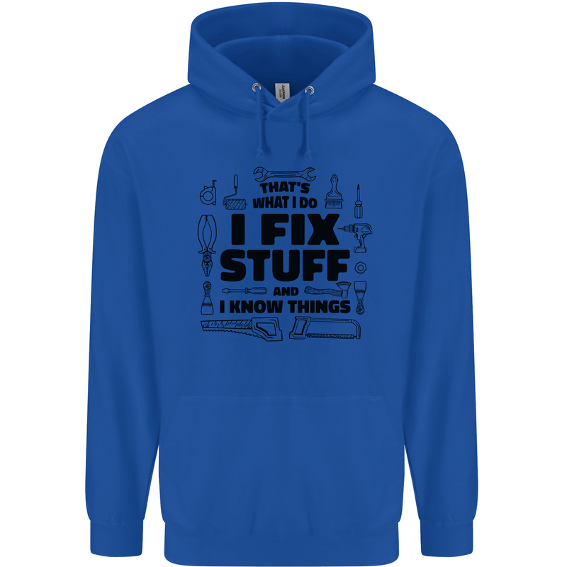 I Fix Stuff Funny Handyman Tradesman DIY Childrens Kids Hoodie Royal Blue