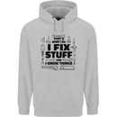 I Fix Stuff Funny Handyman Tradesman DIY Childrens Kids Hoodie Sports Grey