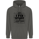 I Fix Stuff Funny Handyman Tradesman DIY Childrens Kids Hoodie Storm Grey