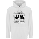 I Fix Stuff Funny Handyman Tradesman DIY Childrens Kids Hoodie White