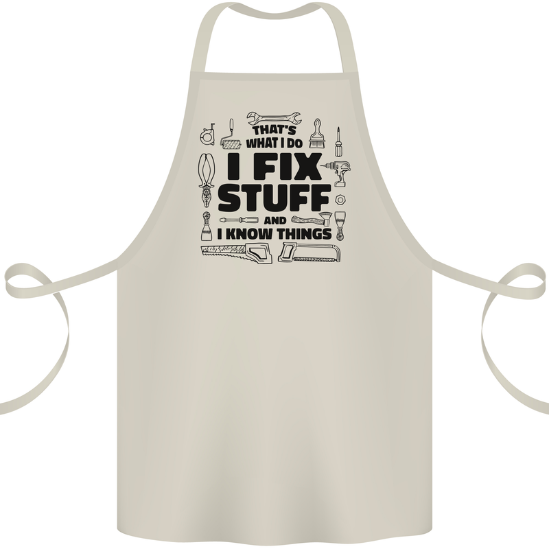 I Fix Stuff Funny Handyman Tradesman DIY Cotton Apron 100% Organic Natural
