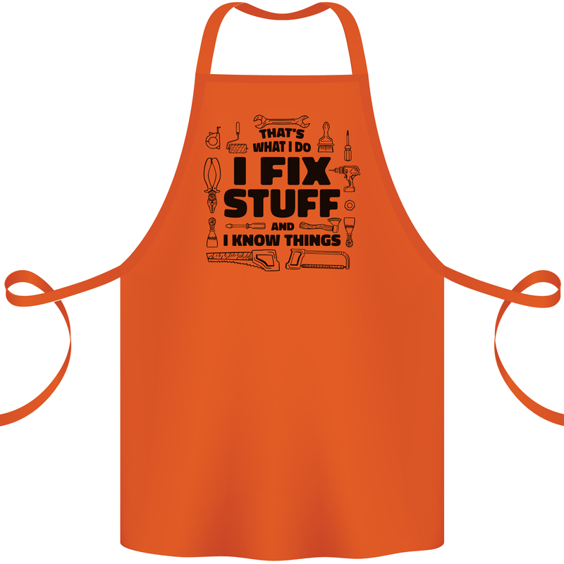 I Fix Stuff Funny Handyman Tradesman DIY Cotton Apron 100% Organic Orange