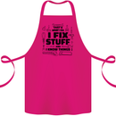 I Fix Stuff Funny Handyman Tradesman DIY Cotton Apron 100% Organic Pink