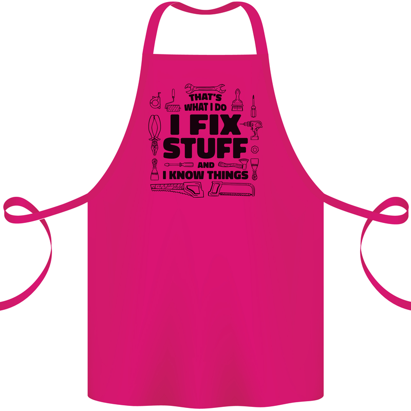 I Fix Stuff Funny Handyman Tradesman DIY Cotton Apron 100% Organic Pink
