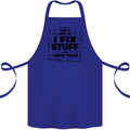 I Fix Stuff Funny Handyman Tradesman DIY Cotton Apron 100% Organic Royal Blue