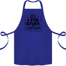 I Fix Stuff Funny Handyman Tradesman DIY Cotton Apron 100% Organic Royal Blue
