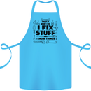 I Fix Stuff Funny Handyman Tradesman DIY Cotton Apron 100% Organic Turquoise