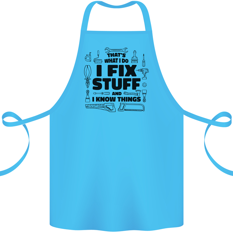 I Fix Stuff Funny Handyman Tradesman DIY Cotton Apron 100% Organic Turquoise