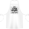I Fix Stuff Funny Handyman Tradesman DIY Cotton Apron 100% Organic White