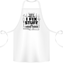 I Fix Stuff Funny Handyman Tradesman DIY Cotton Apron 100% Organic White