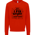 I Fix Stuff Funny Handyman Tradesman DIY Kids Sweatshirt Jumper Bright Red